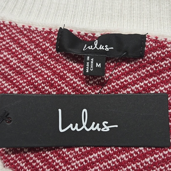 Lulu's Here Comes a Holiday Red and White Striped Button-Up Cardigan Sz M - NWT - Picture 8 of 11